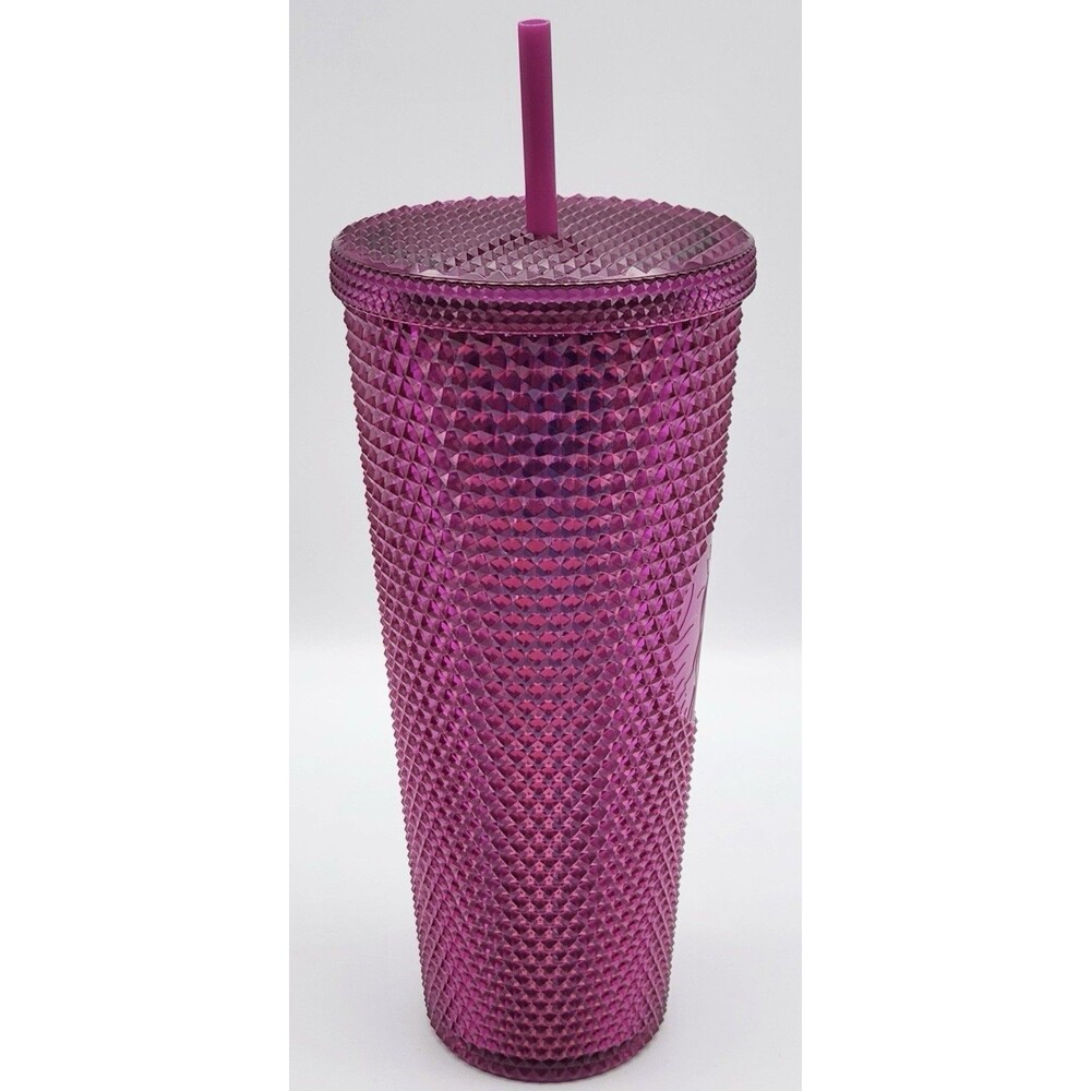 Starbucks 2022 Holiday Sangria Berry Pink Studded Bling Tumbler 24oz Venti Matte - Picture 6 of 8
